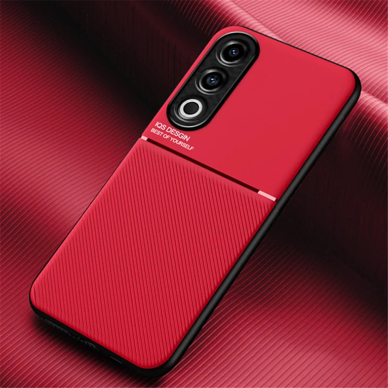 Para OnePlus Ace 3V 5G Carcasa Cuero PU+PC+TPU Cubierta de Teléfono Protectora Funciona con Soporte de Coche Magnético - Rojo