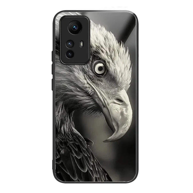 Чехол для Xiaomi Redmi Note 12S 4G, ТПУ+закалённое стекло, с узорчатой печатью, защитная задняя крышка - Орел