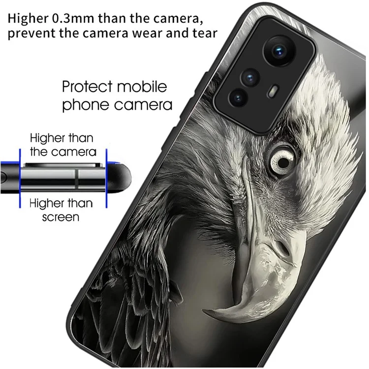 Чехол для Xiaomi Redmi Note 12S 4G, ТПУ+закалённое стекло, с узорчатой печатью, защитная задняя крышка - Орел