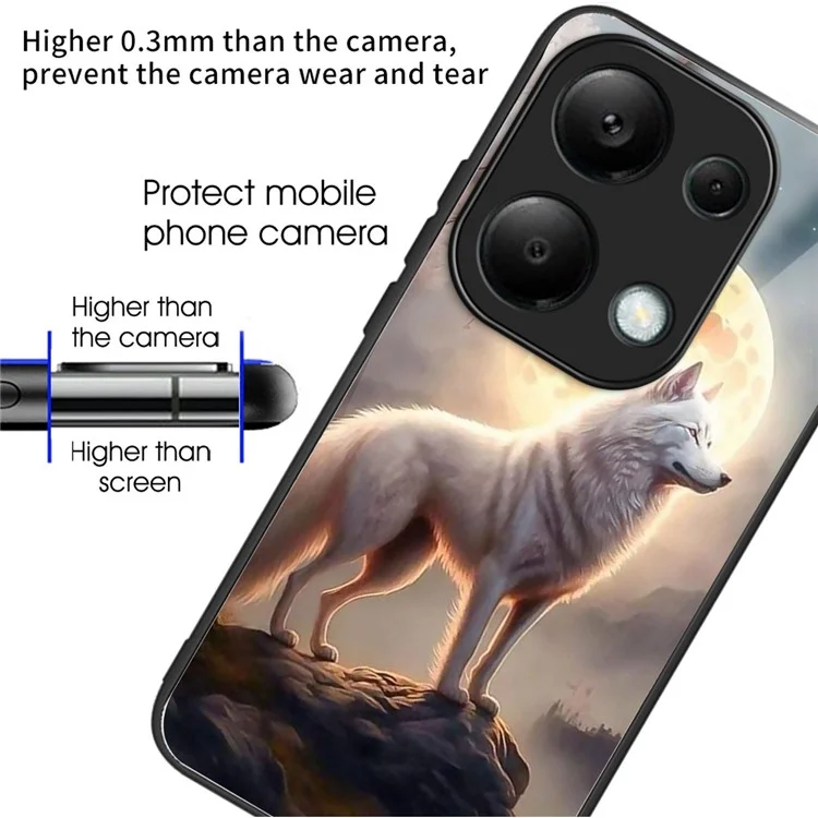 Для Xiaomi Poco M6 Pro 4G / Redmi Note 13 Pro 4G Чехлы TPU+Закаленное стекло Узорный чехол для телефона - Лунный волк
