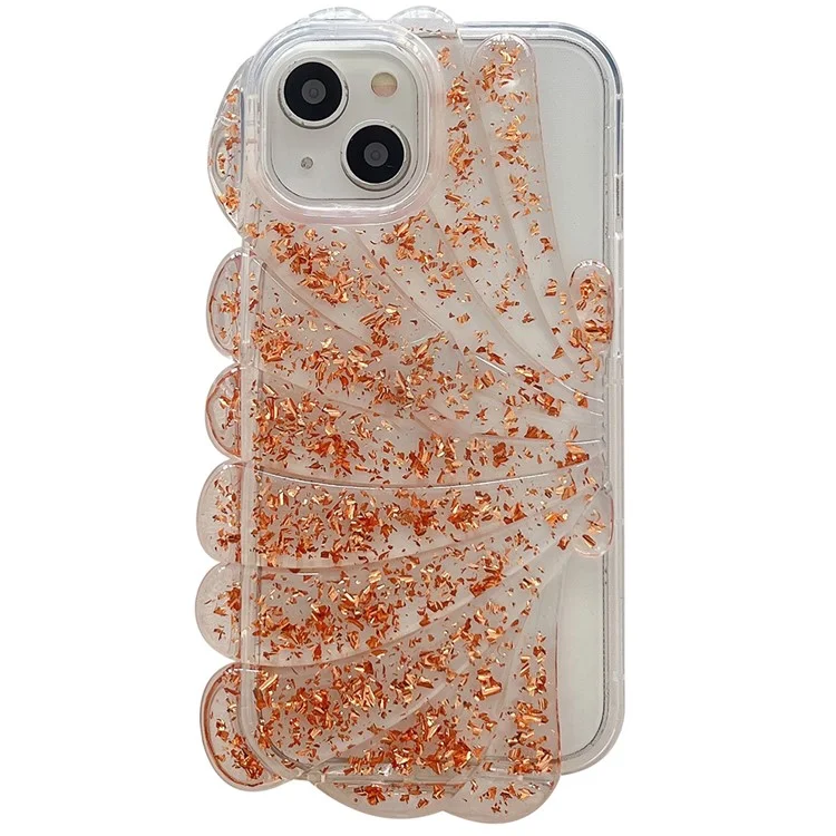 Funda para iPhone 13 Caso TPU Seashell Glitter Epoxy Trendy Protective Phone Cover - Marrón