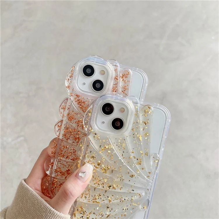 Funda para iPhone 13 Caso TPU Seashell Glitter Epoxy Trendy Protective Phone Cover - Marrón
