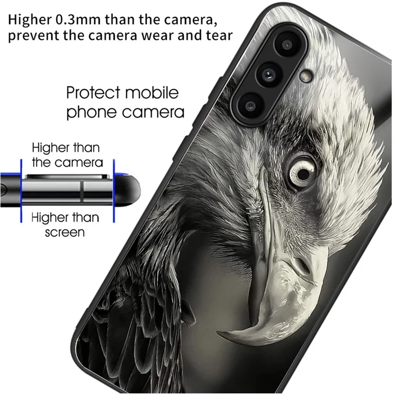 For Samsung Galaxy A24 4G (162.1 x 77.6 x 8.3mm) Back Protector Case TPU+Tempered Glass Phone Cover - Eagle