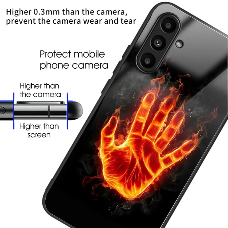 For Samsung Galaxy A34 5G Wholesale Case Drop-proof TPU+Tempered Glass Cell Phone Cover - Fire Palm