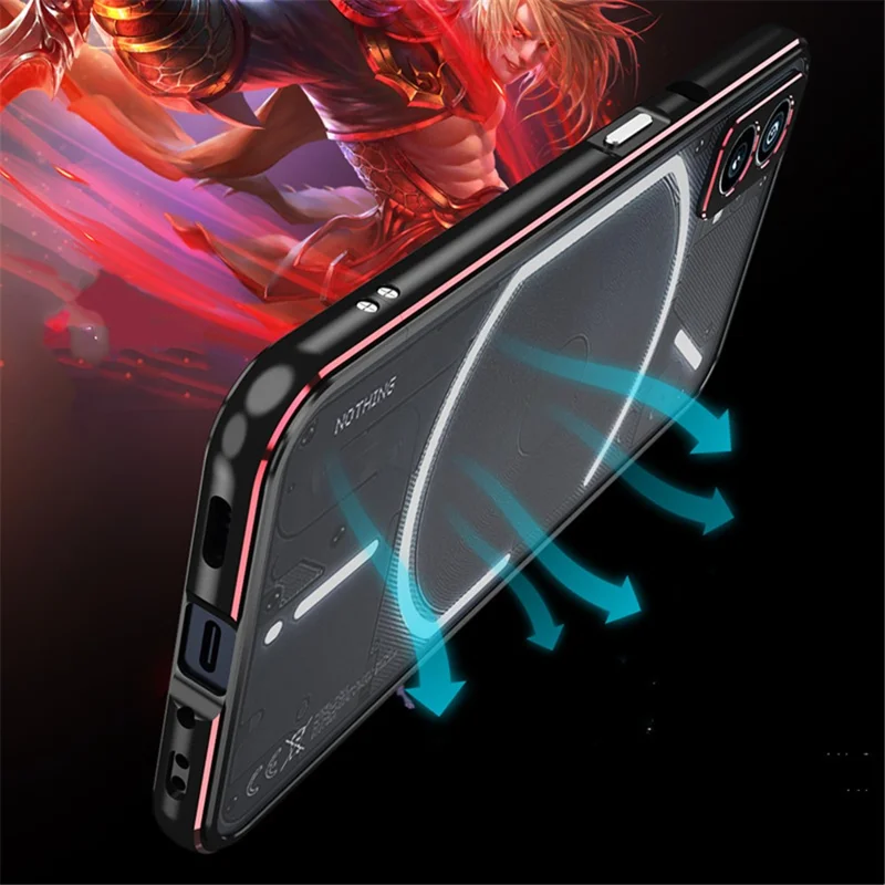 For Nothing Phone (2a) Metal Frame Bumper Case Minimalist Phone Cover with Camera Lens Guard - Black / Silver