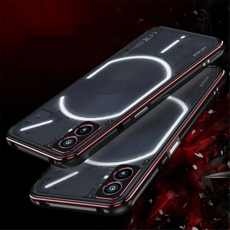 For Nothing Phone (2a) Metal Frame Bumper Case Minimalist Phone Cover with Camera Lens Guard - Black / Silver