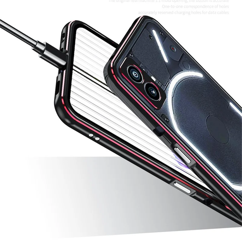 For Nothing Phone (2a) Metal Frame Bumper Case Minimalist Phone Cover with Camera Lens Guard - Black / Silver