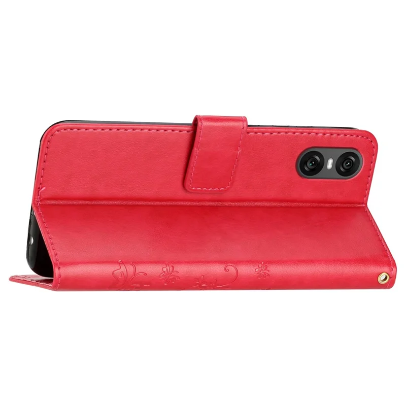 For Sony Xperia 1 VI Wallet Case Butterfly Imprinted Phone Leather Cover - Red