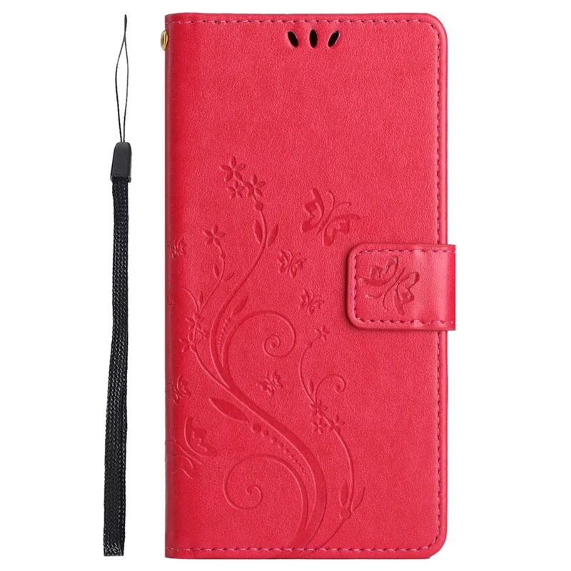 For Sony Xperia 1 VI Wallet Case Butterfly Imprinted Phone Leather Cover - Red