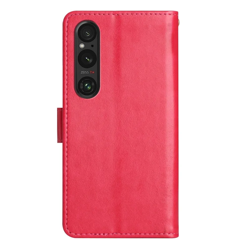 For Sony Xperia 1 VI Wallet Case Butterfly Imprinted Phone Leather Cover - Red