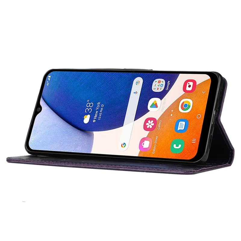 For Samsung Galaxy Xcover7 Case Leather Wallet Stand Phone Cover Butterfly Pattern - Dark Purple