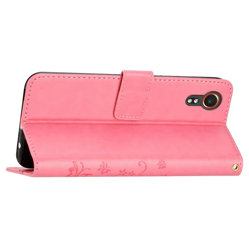 Für Samsung Galaxy Xcover7 Hülle Ledertasche Ständer Handyhülle Schmetterlingsmuster - Pink