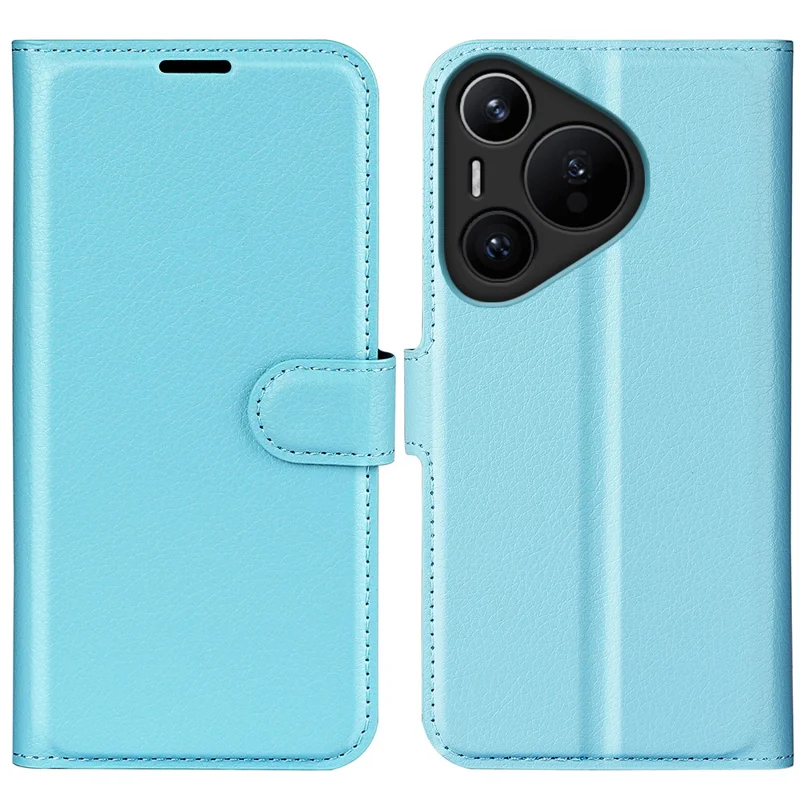 Per Huawei Pura 70 Custodia Wallet con Porta Carte Texture Litchi Pelle Copertina Telefono - Blu