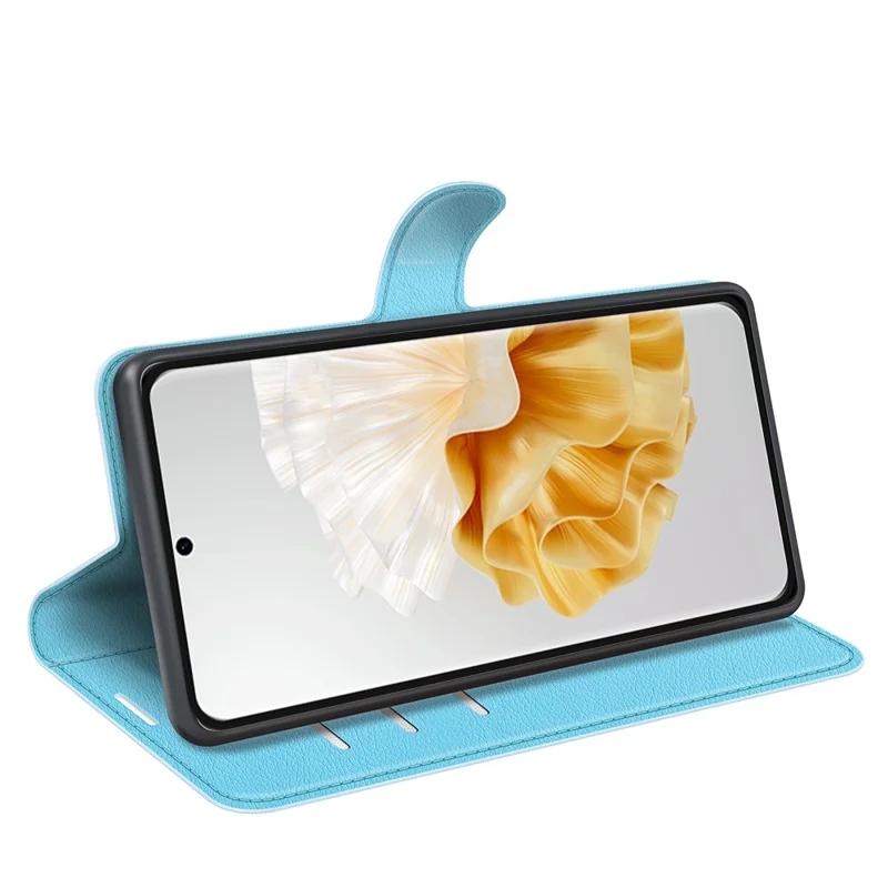 Per Huawei Pura 70 Custodia Wallet con Porta Carte Texture Litchi Pelle Copertina Telefono - Blu