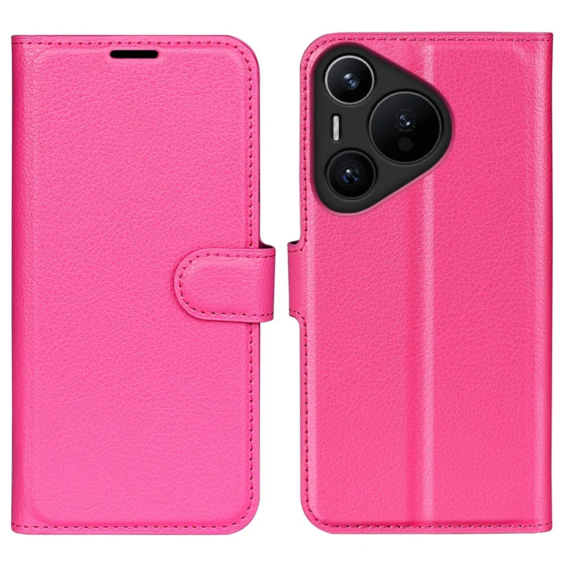 Per Huawei Pura 70 Custodia Portafoglio con Supporto per Schede Texture Litchi Pelle Custodia per Telefono - Rosa
