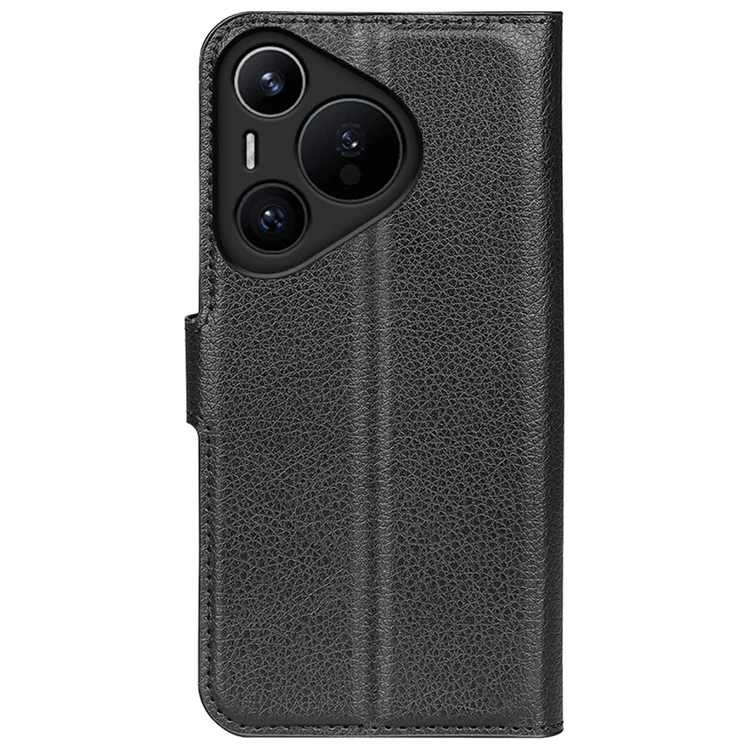 Para Huawei Pura 70 Pro / Pura 70 Pro+ Case Litchi Texture Leather Stand Flip Cover - Preto