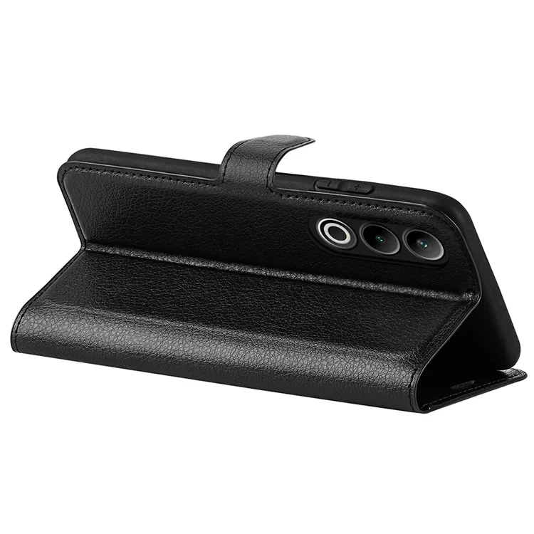 For OnePlus Ace 3V 5G Case PU Leather Litchi Texture Flip Wallet Phone Cover - Black