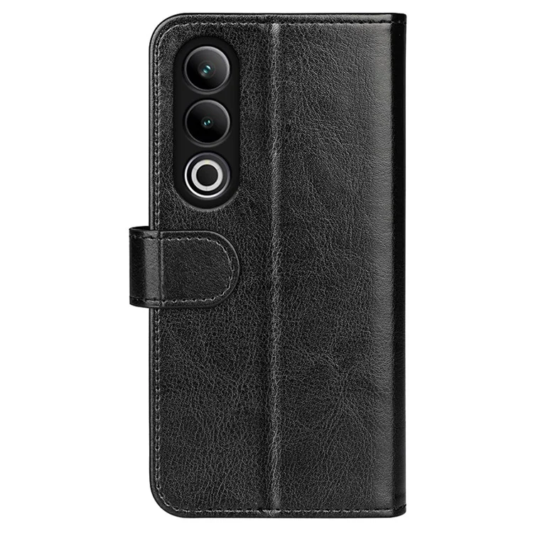 For OnePlus Ace 3V 5G Leather Case Wallet Crazy Horse Texture Folio Flip Phone Cover - Black