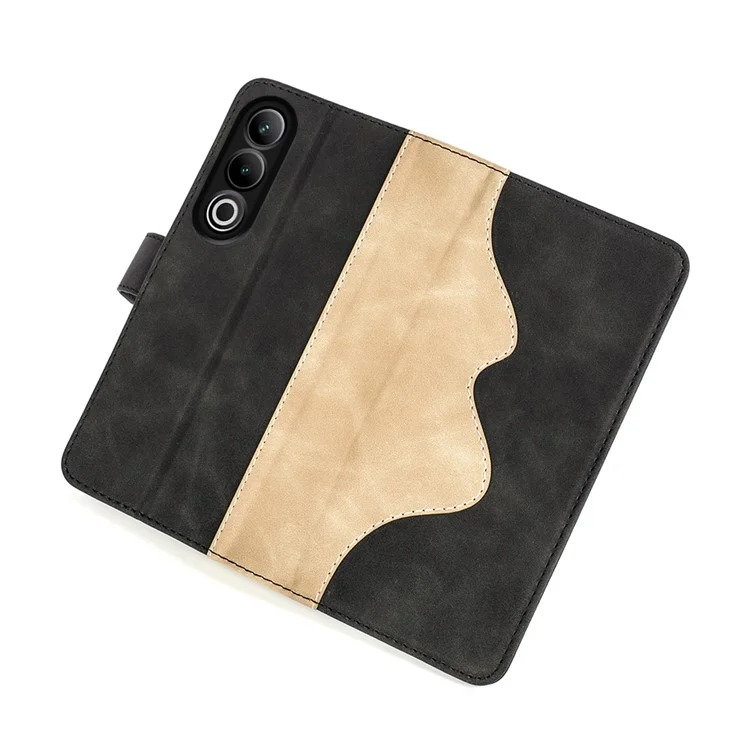 For OnePlus Ace 3V 5G Wallet Case Color Splicing Leather Stand Phone Cover - Black