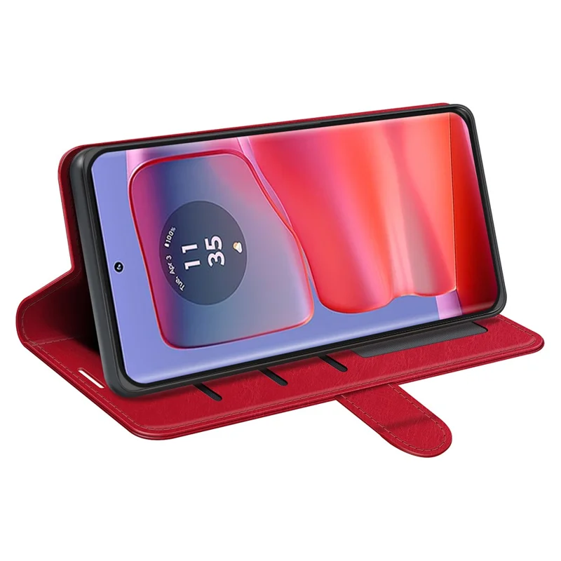 For Motorola Edge 50 Pro 5G Wallet Case Crazy Horse Texture Leather Phone Cover - Red