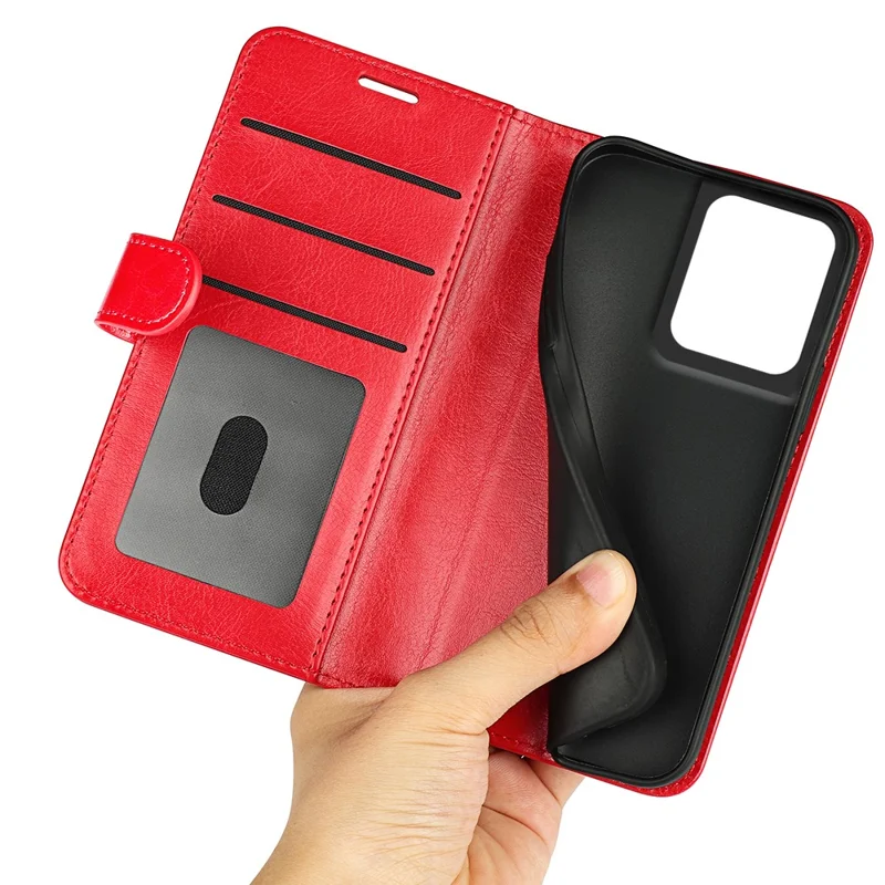 For Motorola Edge 50 Pro 5G Wallet Case Crazy Horse Texture Leather Phone Cover - Red