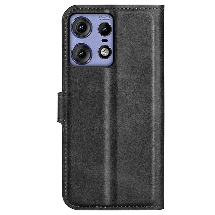 Per Motorola Edge 50 Pro 5G Custodia Classica Struttura in Pelle di Vitello Flip Orizzontale - Nero