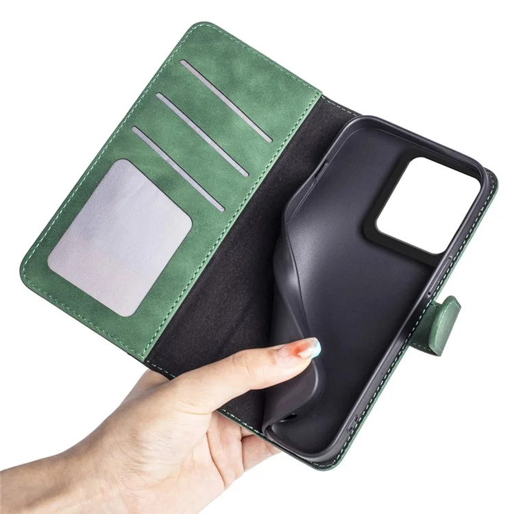 For Motorola Edge 50 Pro 5G Case PU Leather Wallet Phone Cover Color Splicing - Green