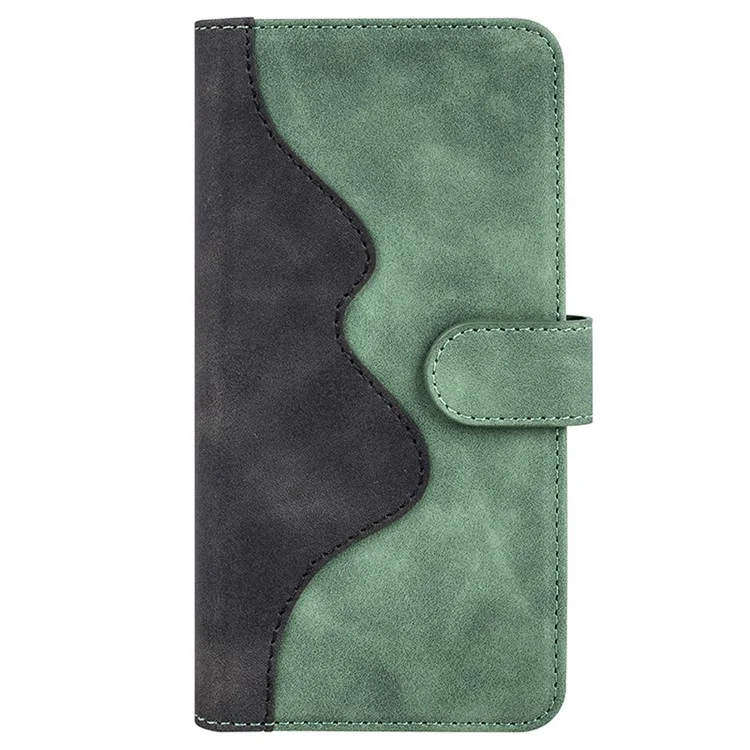 For Motorola Edge 50 Pro 5G Case PU Leather Wallet Phone Cover Color Splicing - Green