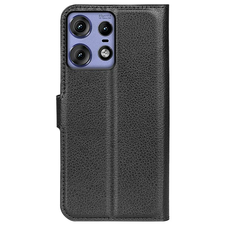 Para Motorola Edge 50 Pro 5G Caja Textura de Litchi Soporte Billetera Cubierta de Teléfono de Cuero - Negro
