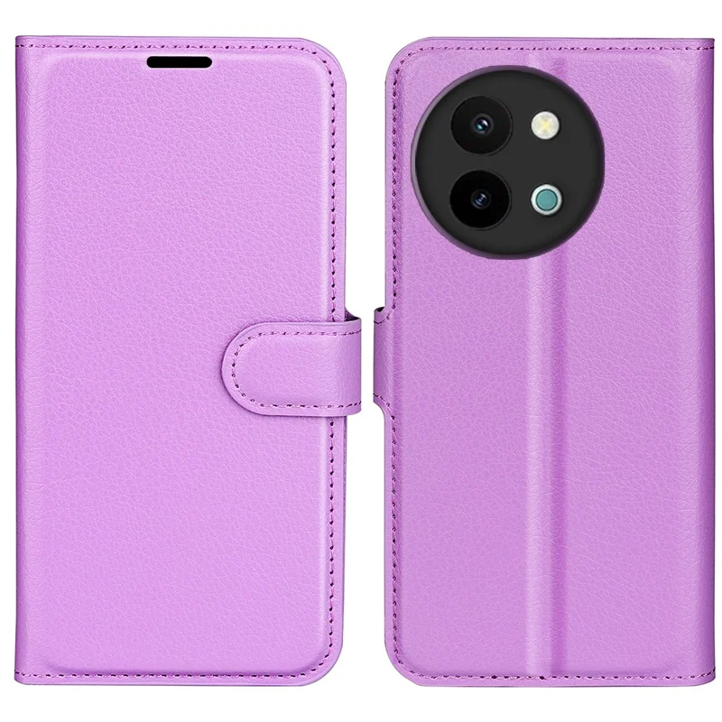 For vivo Y38 5G Case Litchi Grain PU Leather Shockproof TPU Inner Shell Phone Cover - Purple