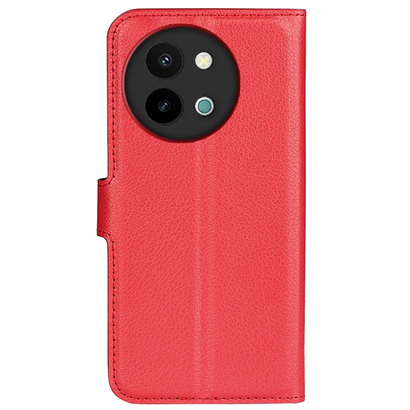 For vivo Y38 5G Case Litchi Grain PU Leather Shockproof TPU Inner Shell Phone Cover - Red