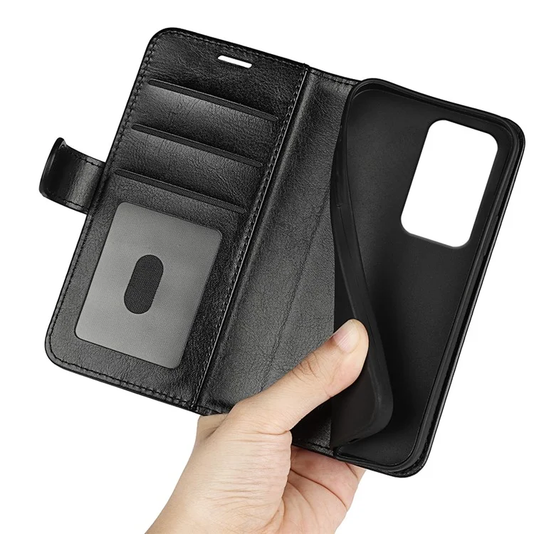 For Honor 200 Lite Phone Case Crazy Horse Texture Leather Folio Flip Cover with Wallet - Black