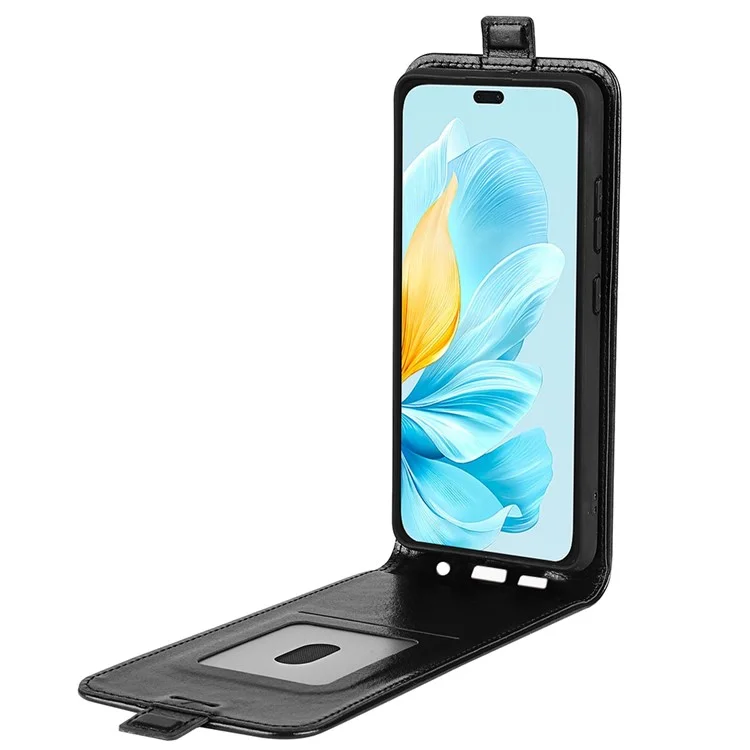 Vertical Flip Case for Honor 200 Lite Crazy Horse Texture PU Leather Phone Cover - Black