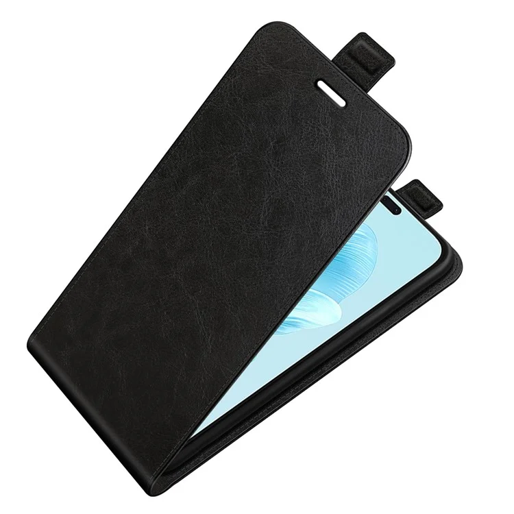 Vertical Flip Case for Honor 200 Lite Crazy Horse Texture PU Leather Phone Cover - Black