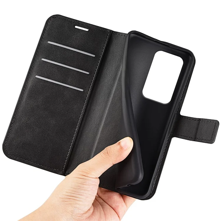 For Honor 200 Lite Case Wallet Card Slots Calf Texture Leather Phone Cover - Schwarz