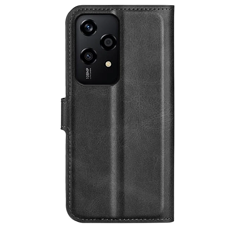 For Honor 200 Lite Case Wallet Card Slots Calf Texture Leather Phone Cover - Schwarz