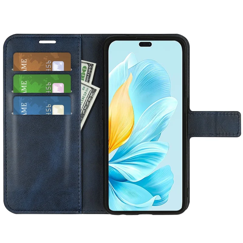 For Honor 200 Lite Case Wallet Card Slots Calf Texture Leather Phone Cover - Blue