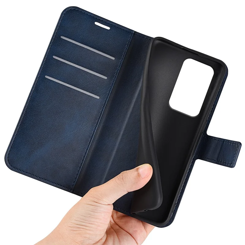 For Honor 200 Lite Case Wallet Card Slots Calf Texture Leather Phone Cover - Blue