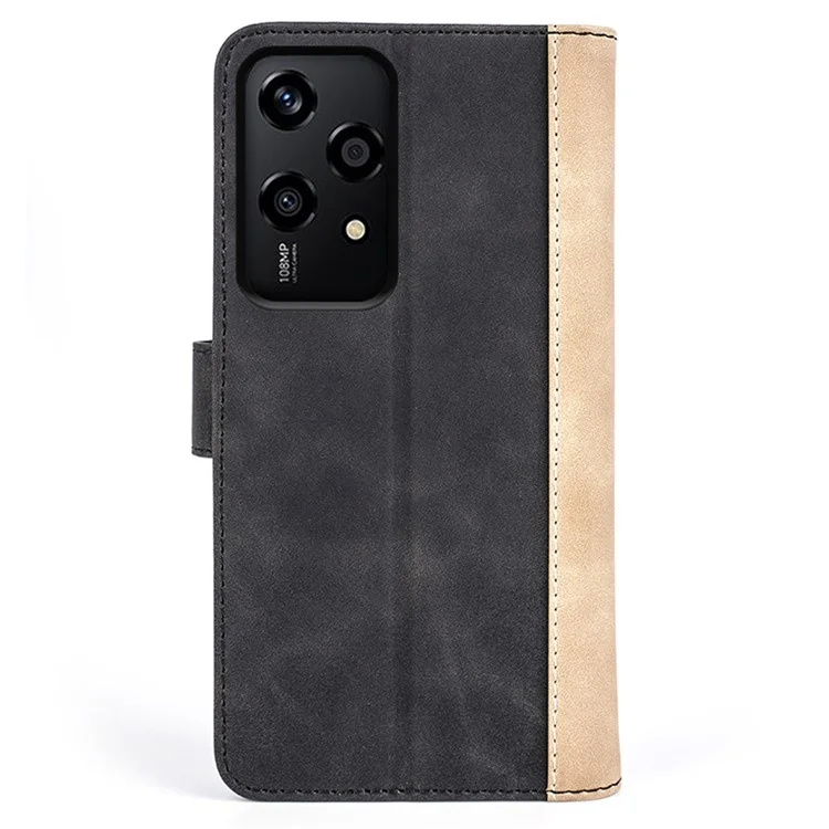 For Honor 200 Lite Case PU Leather Wallet Protective Phone Cover Color Splicing - Black