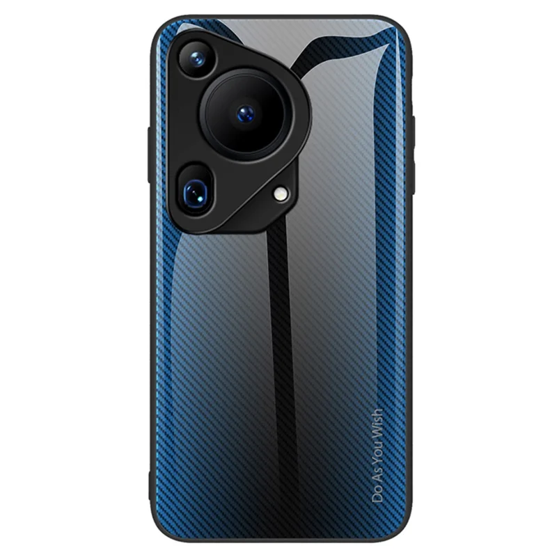 Для Huawei Pura 70 Ultra Case Закаленное стекло+TPU Чехол для телефона Текстура из углеродного волокна - Светло-голубой