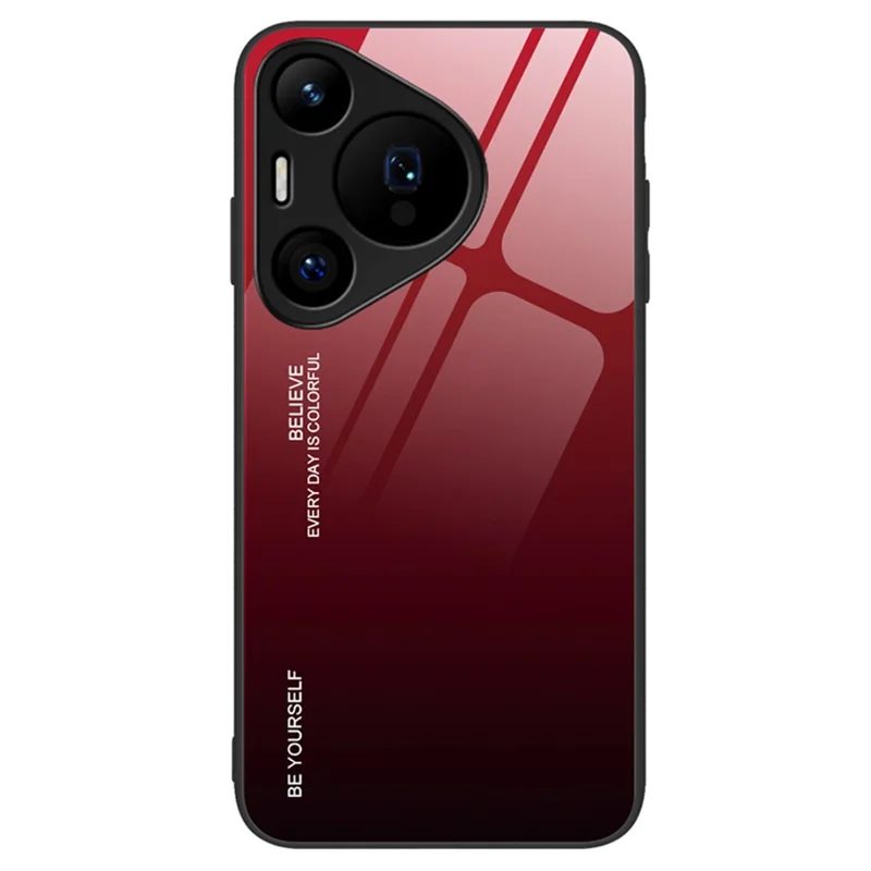 For Huawei Pura 70 Pro / 70 Pro+ Case Anti-Scratch Tempered Glass+PC+TPU Phone Shell - Red / Black