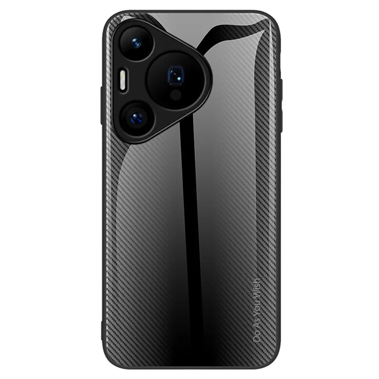 Für Huawei Pura 70 Case Carbon Fiber Texture Tempered Glass Protective Shell - Schwarz