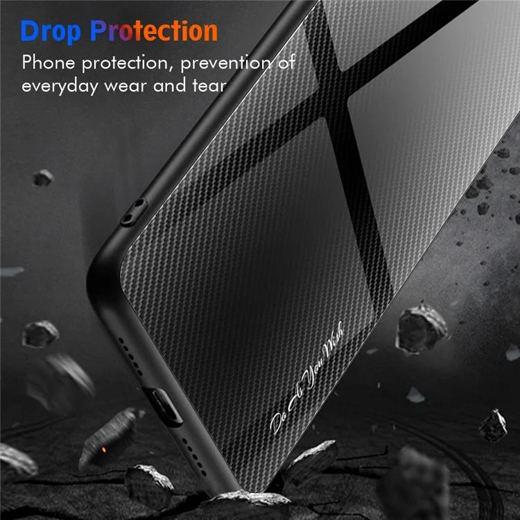 Für Huawei Pura 70 Case Carbon Fiber Texture Tempered Glass Protective Shell - Schwarz