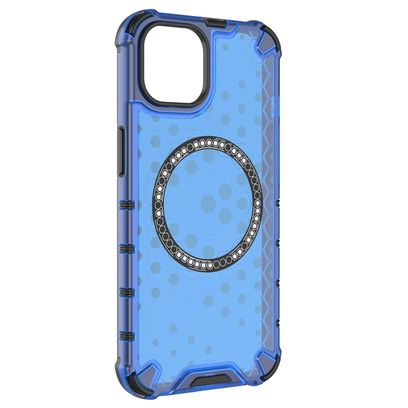 For iPhone 13 Case Compatible with MagSafe TPU+PC Honeycomb Phone Cover - Blue