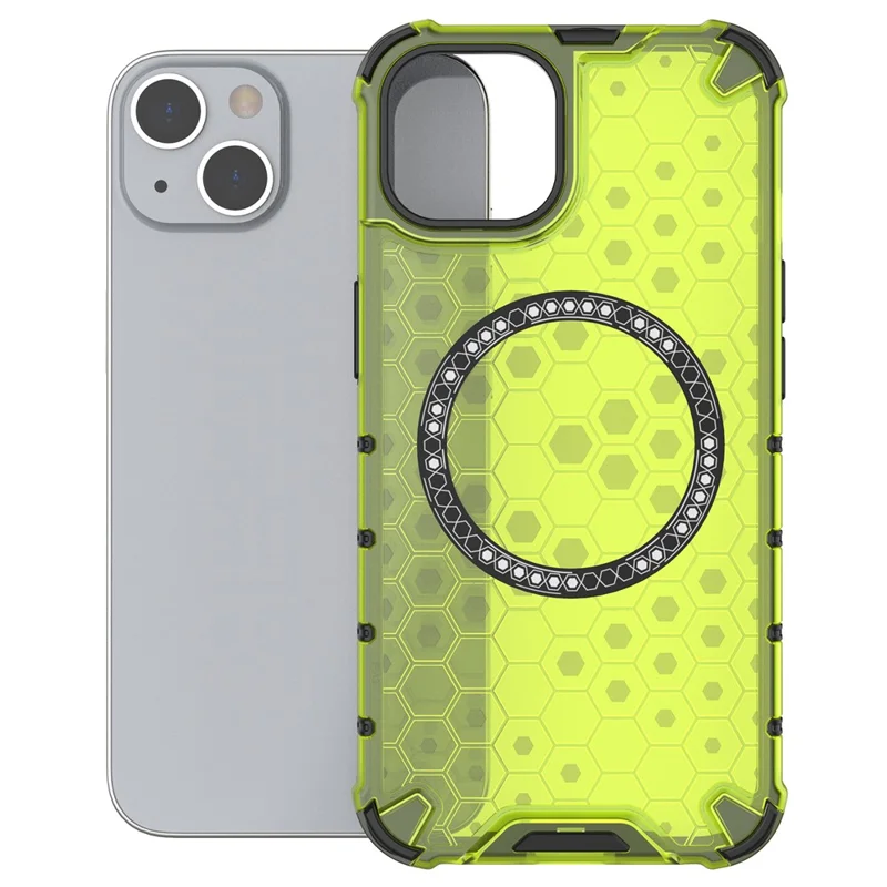 For iPhone 13 Case Compatible with MagSafe TPU+PC Honeycomb Phone Cover - Green