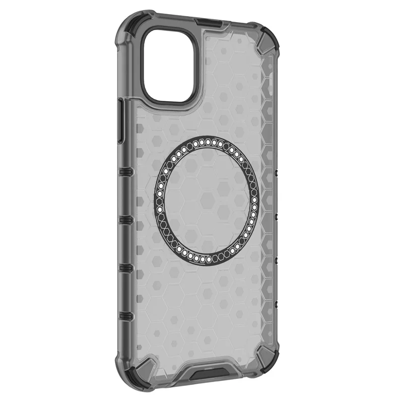 For iPhone 11 Case Compatible with MagSafe Honeycomb Design TPU+PC Phone Cover - Grey