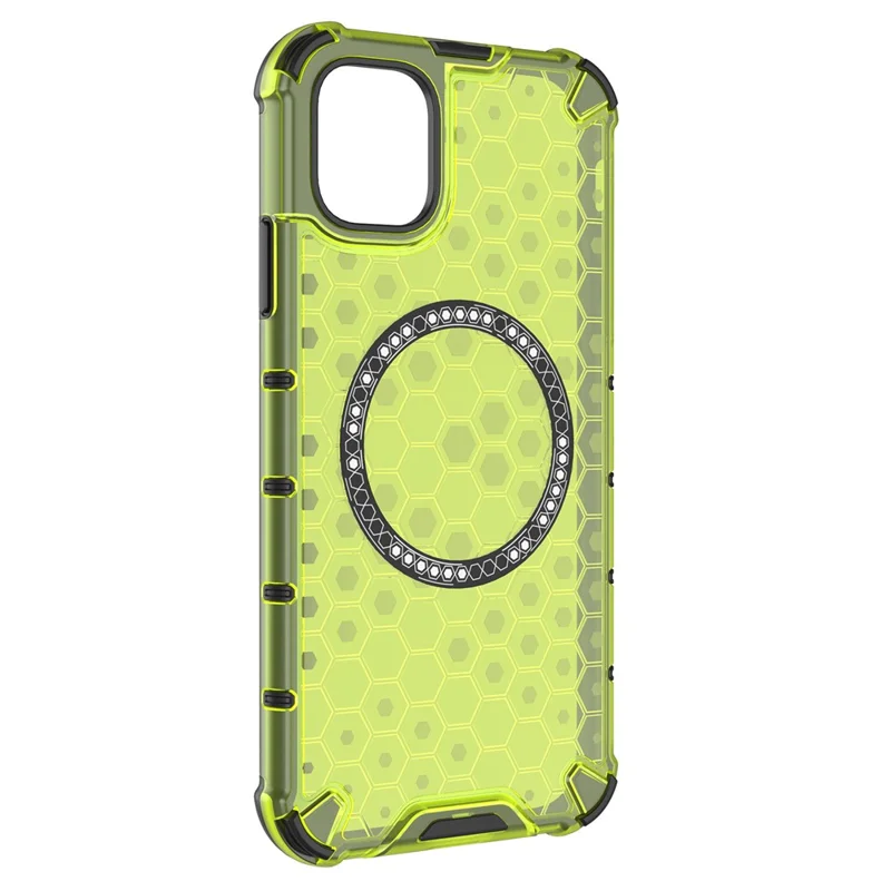 Custodia per iPhone 11 compatibile con MagSafe, design a nido d'ape TPU+PC - Verde