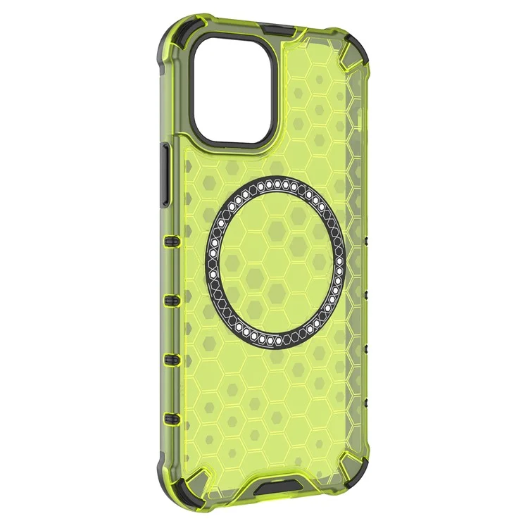 Para iPhone 12 / 12 Pro Magnetic Case Honeycomb Anti-Drop TPU+PC Phone Cover - Verde
