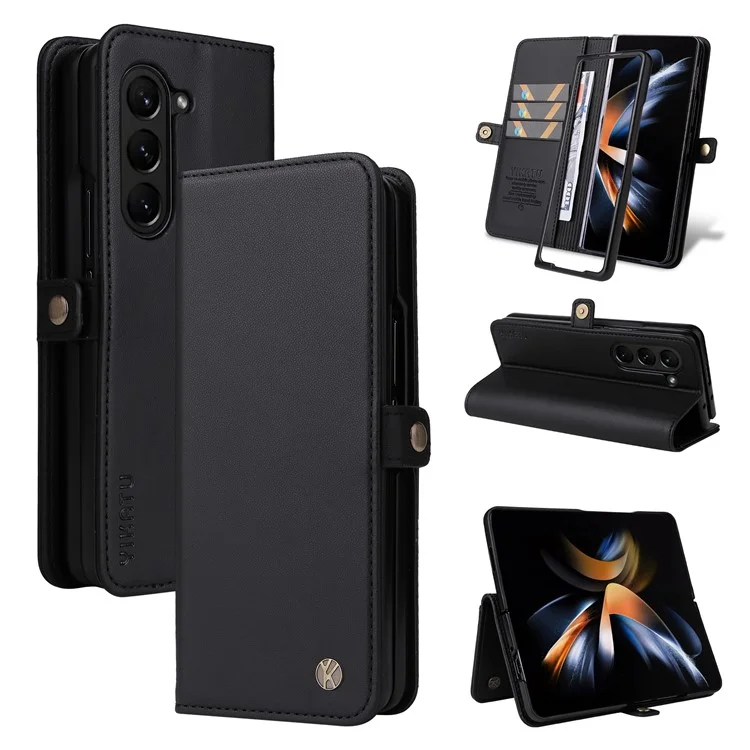 YIKATU YK- 001 per Samsung Galaxy Z Fold6 5G Custodia in Pelle PU Flip Cover Forte Magnetica - Nero
