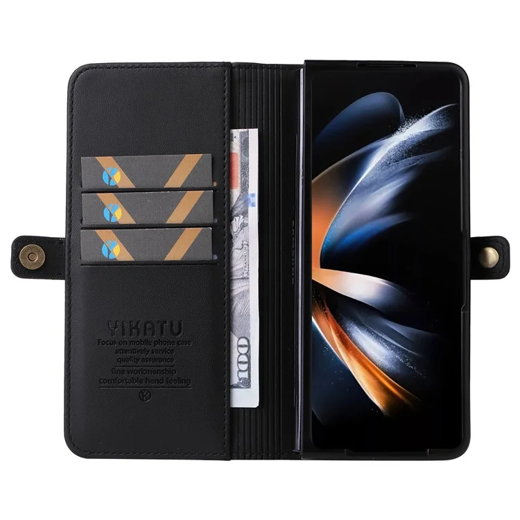YIKATU YK- 001 per Samsung Galaxy Z Fold6 5G Custodia in Pelle PU Flip Cover Forte Magnetica - Nero
